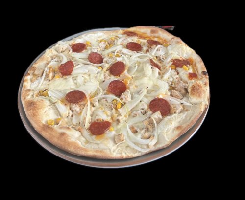 csirkés kolbászos pizza